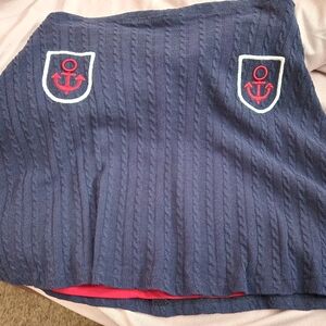 Navy Blue A-Line Skirt with Anchor Patches